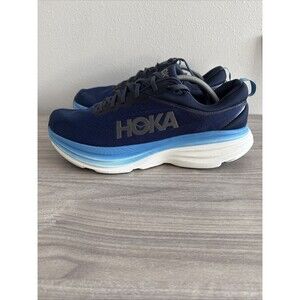 Hoka One One Bondi 8 Mens Size 12.5 Blue White Athletic Running Shoes Sneakers